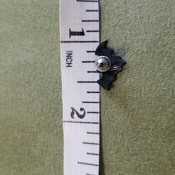 Tiny Black Enamel Bat Earrings - Picture 4 of 4